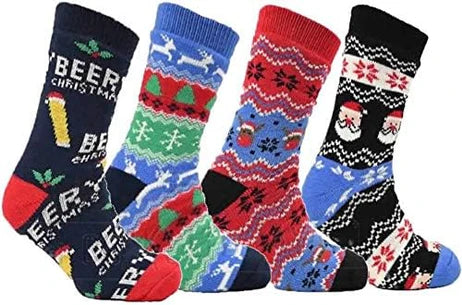 Thermal Socks Mens | Warm Winter Socks Men's | Thermal Socks Wool | Heat Machine Slipper Socks Mens | Men's Heat Machine Santa Socks | Slipper Socks Novelty One Size Uk 6-11