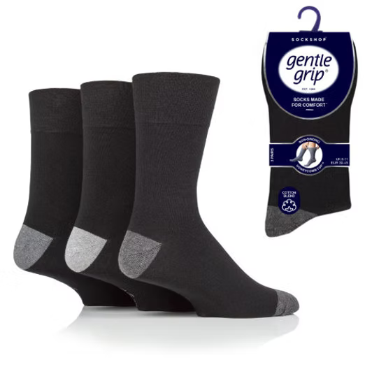 Gentle Grip Non Binding Men's Socks | Best Socks for Men | Men's Crew Socks | Non Elastic Mens Socks | Non Binding Mens Socks | Soft Honeycomb Socks Mens Uk 6-11