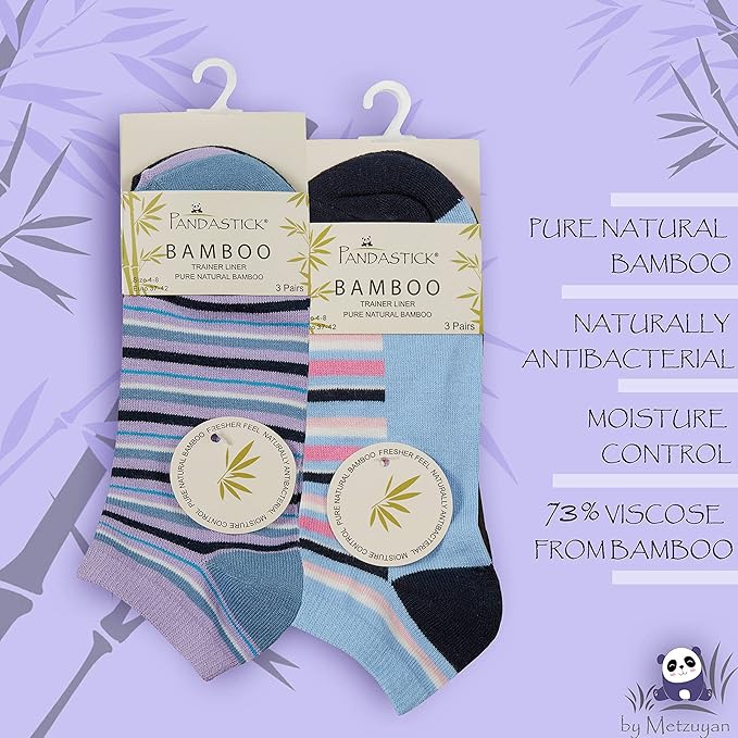 Panda Stick Best Bamboo Socks for Women | Premium Non Elastic Women Socks | Ladies Bamboo Socks | Natural Bamboo Trainer Liner & Spot Socks UK 4–8