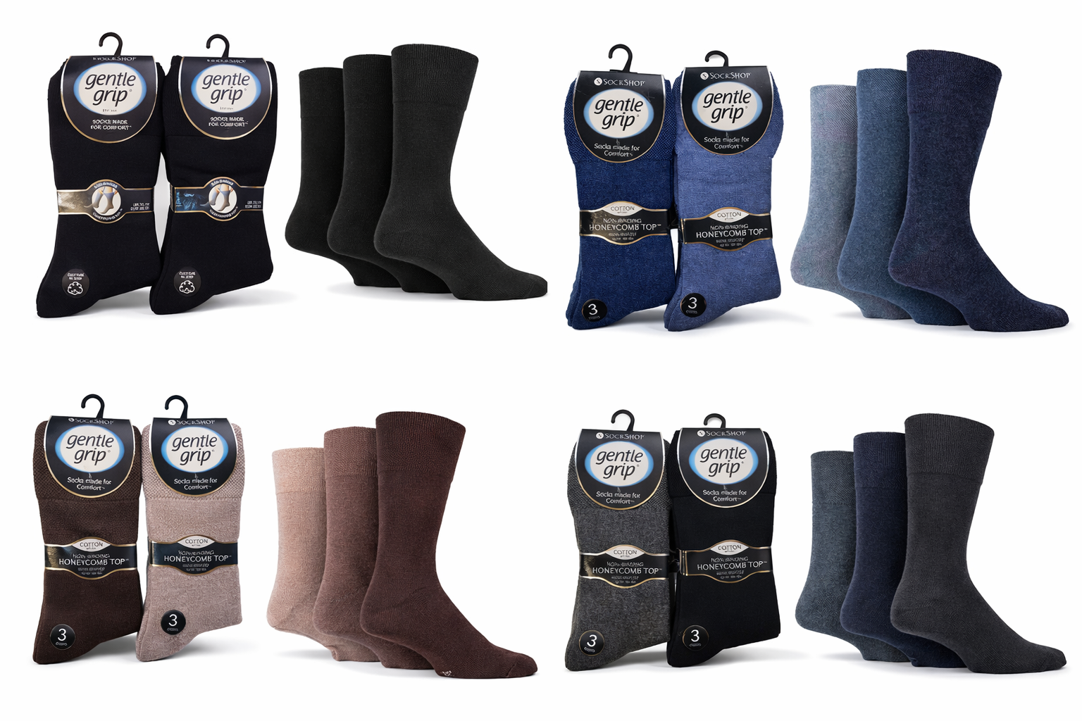 Non Binding Men's Socks | Men's Non Binding Crew Socks| Men's Gentle Grip Socks Big Foot | Cotton Rich Non Binding Honeycomb Top Uk 12-14