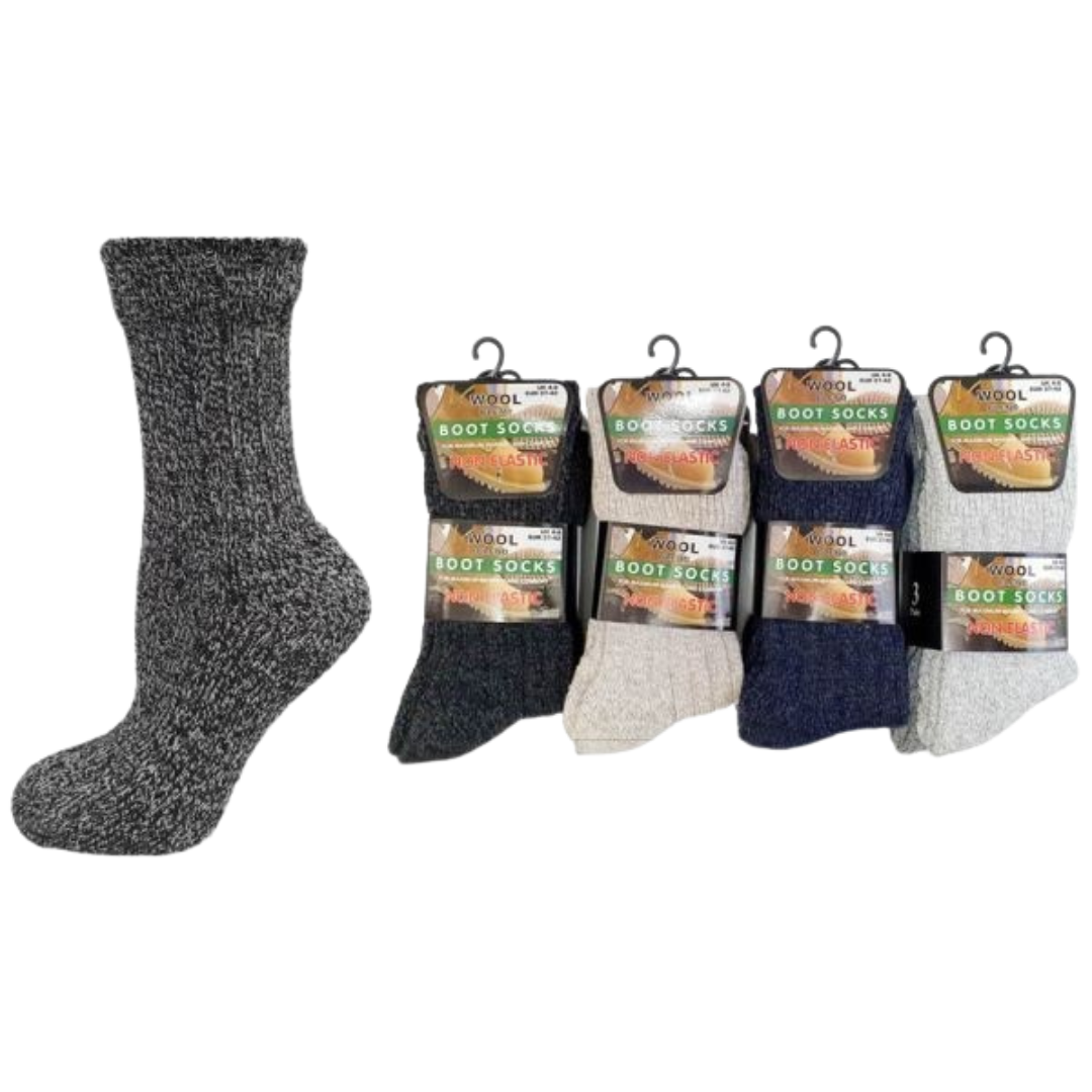 Ladies Non Binding Wool Socks | Wool Blend | Best Non Binding Socks Women | Super Soft Ladies Hiking Socks | Boot Socks 4-8 UK