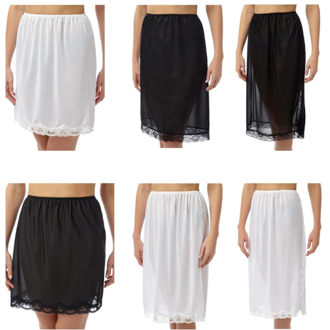 Ladies Half Slip | Womens Half Slip Underskirt | Waist Slip for Women | Ladies Waist Intimate Half Slip Underskirt White & Black 18" 24" 27" Sizes 12-26