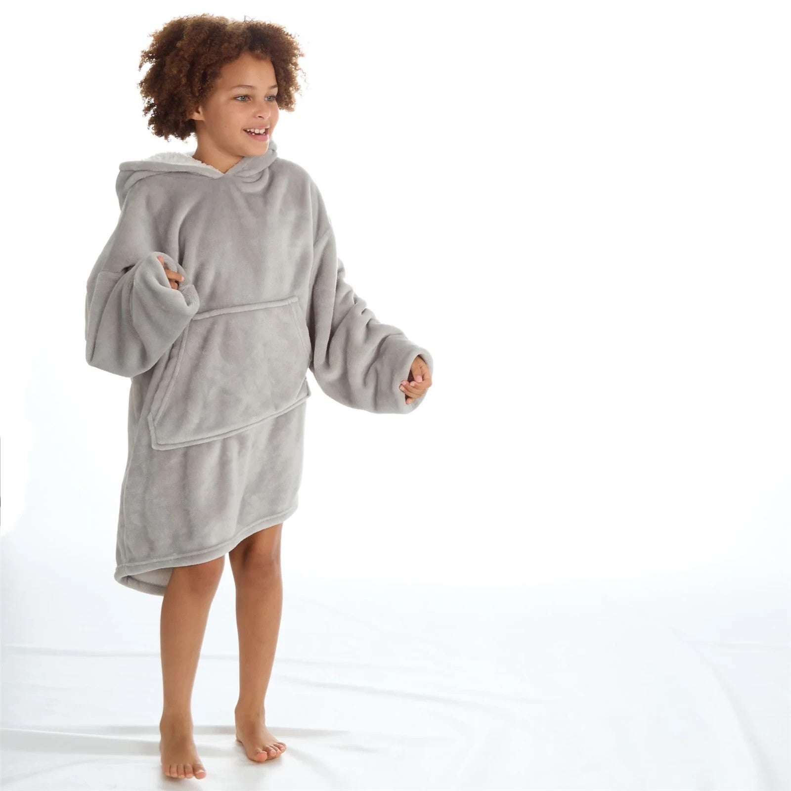 New Girls and Boys Kangaroo Pocket Coral Fleece Oversized Blanket Hoodie UK 7-13