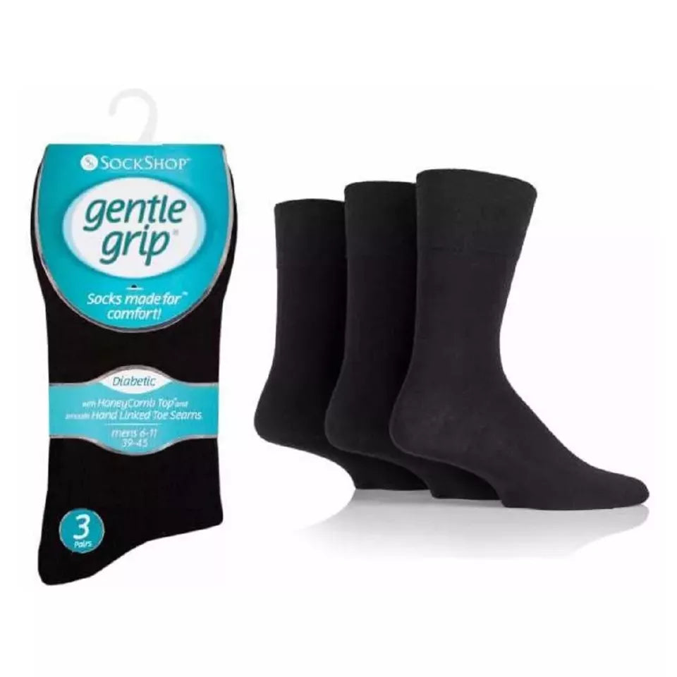 Premium Non Elastic Diabetic Socks | Best Non Binding Socks Mens | Gentle Grip Non Binding Socks Men's | Super Mid Calf Men's Socks | Big Foot Socks 12-14 Uk