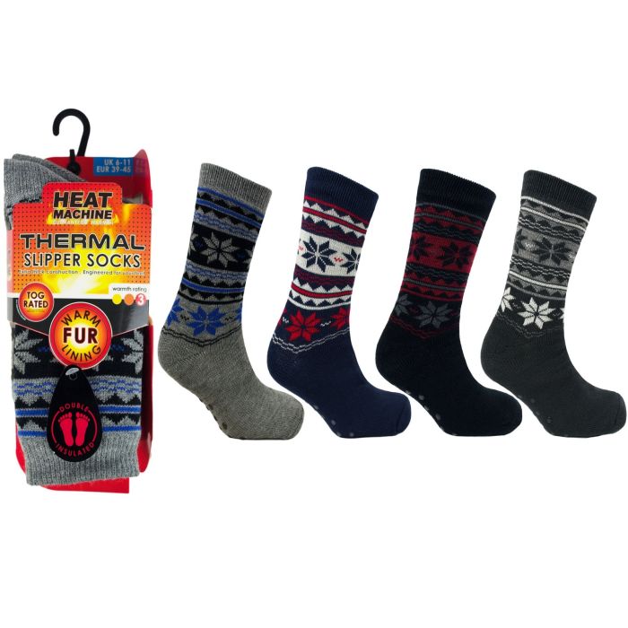 Thermal Socks Mens | Warm Winter Socks Men's | Thermal Socks Wool | Soft 2.3 Tog Fur Lined | Thick Slipper Socks UK 6-11