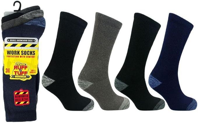 Mens Work Socks | Heavy Duty Work Socks | Mens Socks for Work | Storm Ridge Mens Socks | Cushioned Big Foot Work Socks Mens Uk 11-14