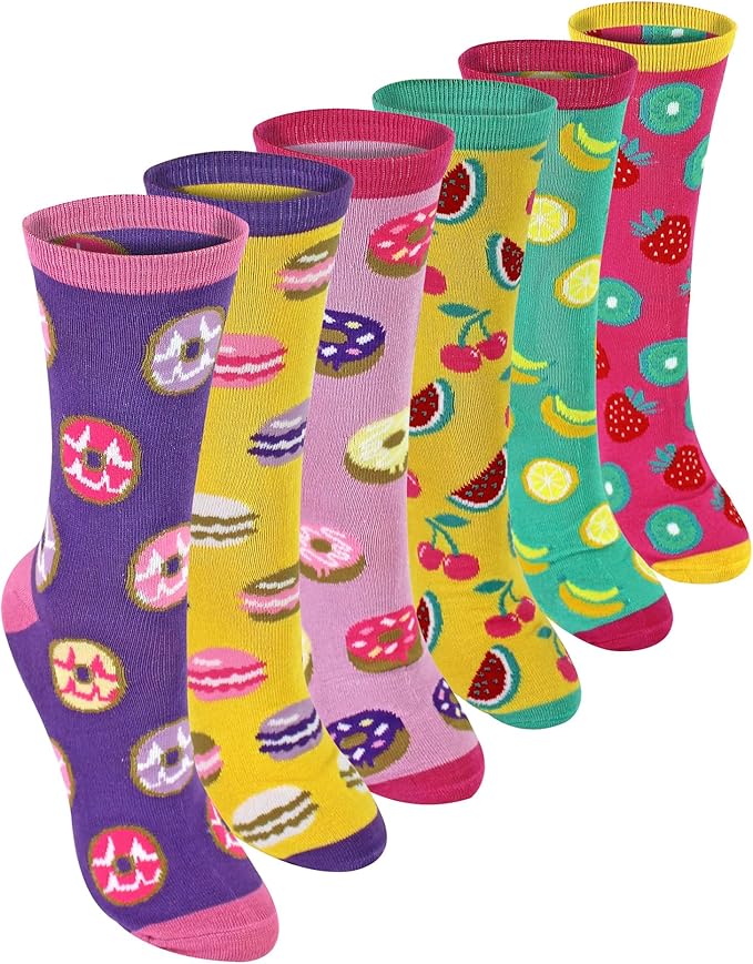 Best Bamboo Socks for Women | Premium Non Elastic Women Socks | Ladies Bamboo Socks | Novelty Fruit & Donut Designs | UK 4–8