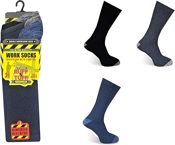 Mens Work Socks | Heavy Duty Work Socks | Mens Socks for Work | Storm Ridge Mens Socks | Cushioned Big Foot Work Socks Mens Uk 11-14