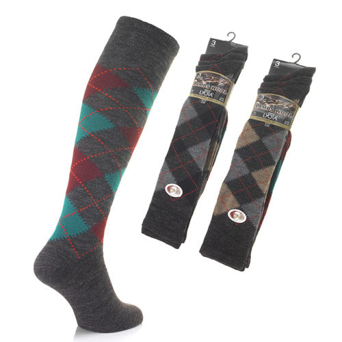 Best Thermal Socks Mens | Warm Winter Socks Men's | Wool Rich Socks Men's | Mens Argyle Knee High Socks | Soft Wool Blend Boot Socks Uk 6-11