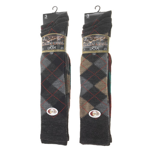 Best Thermal Socks Mens | Warm Winter Socks Men's | Wool Rich Socks Men's | Mens Argyle Knee High Socks | Soft Wool Blend Boot Socks Uk 6-11