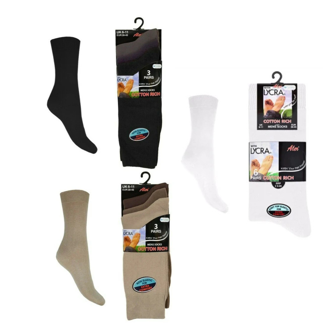 Premium Cotton Socks Mens  | Best Socks for Men | Men's Crew Socks |  | Super Soft Cotton Mens Socks | Soft Mid Calf Lycra Mens Socks Uk 6-11