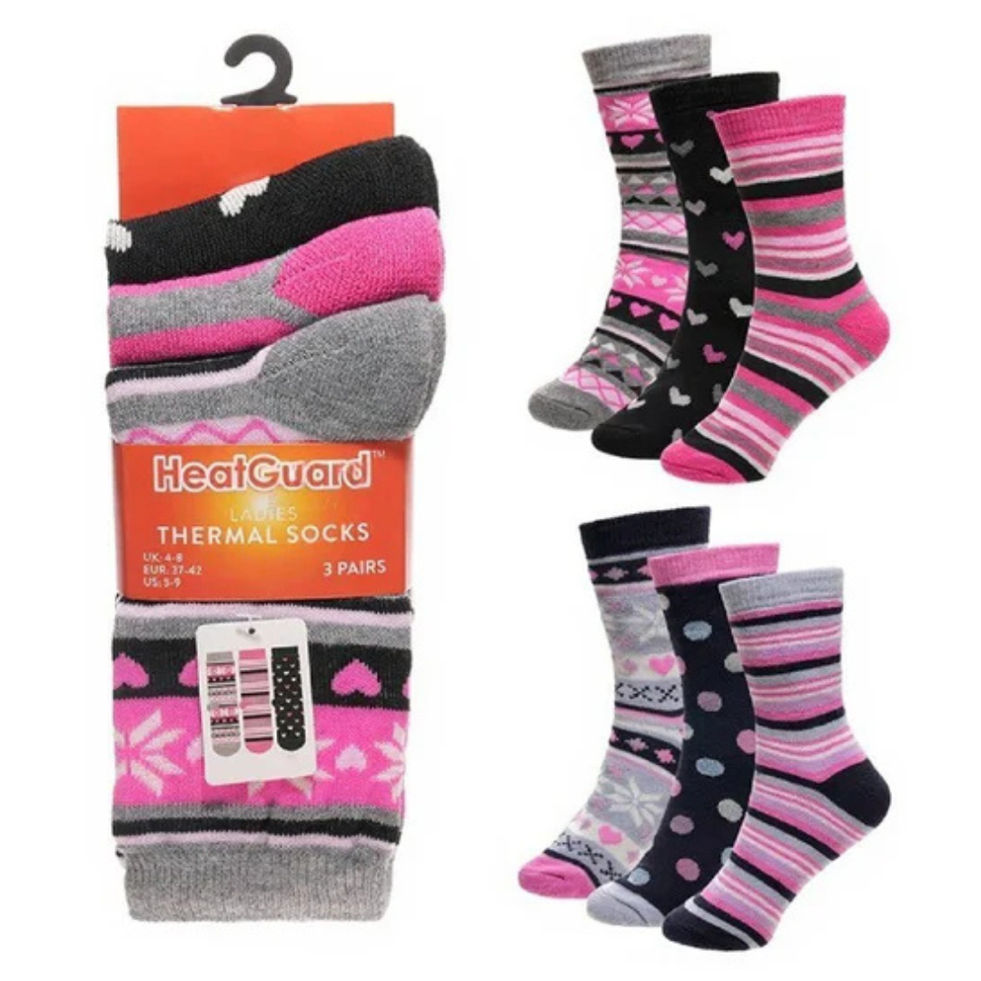 Best Thermal Socks Womens | Ultra Warm Socks for Women | Assorted Snowflake / Striped Winter Socks for Women 4-8 UK