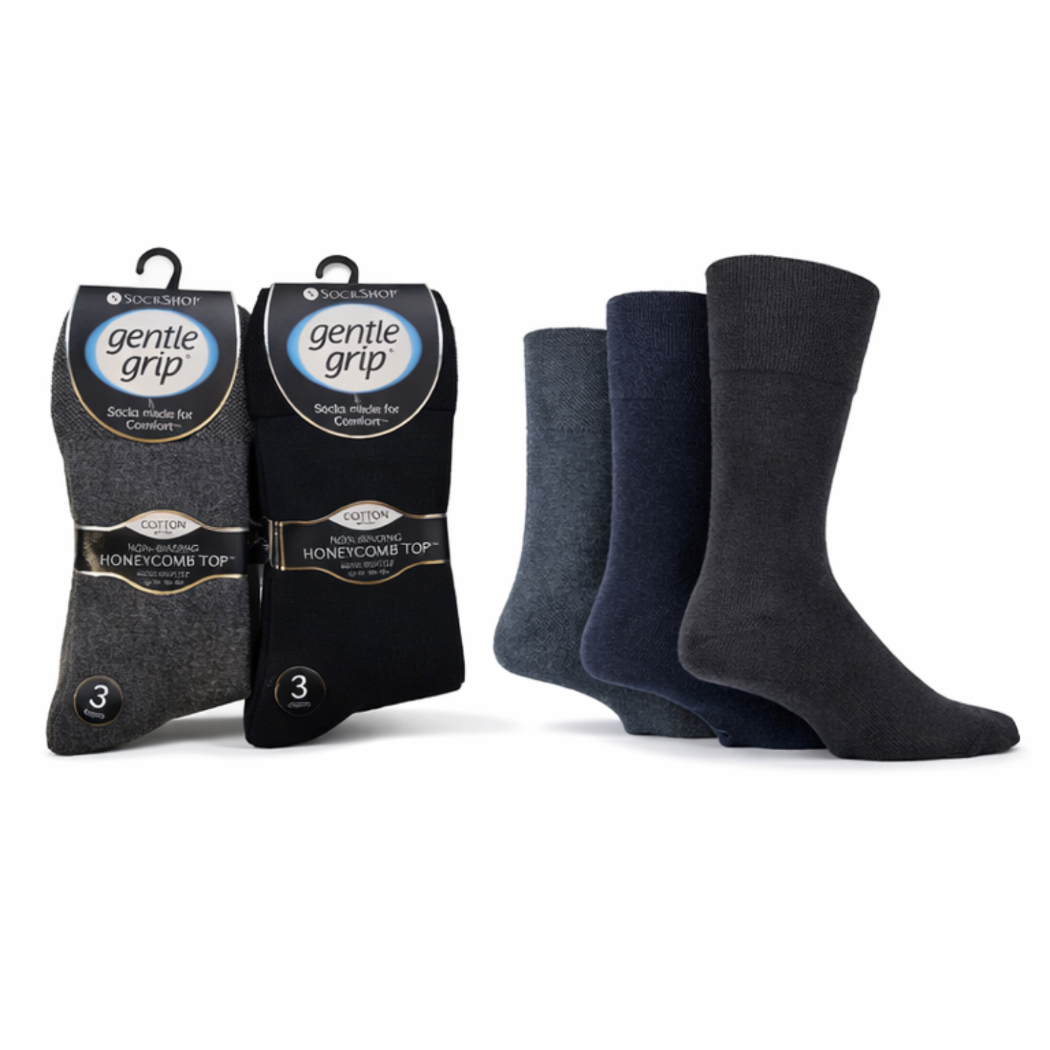 Non Binding Men's Socks | Men's Non Binding Crew Socks| Men's Gentle Grip Socks Big Foot | Cotton Rich Non Binding Honeycomb Top Uk 12-14