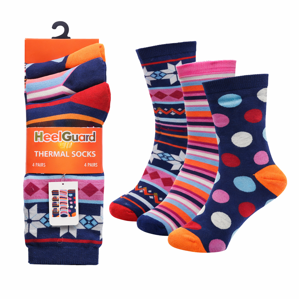 Best Thermal Socks Womens | Ultra Warm Socks for Women | Assorted Spot / Striped Winter Socks for Women 4-8 UK