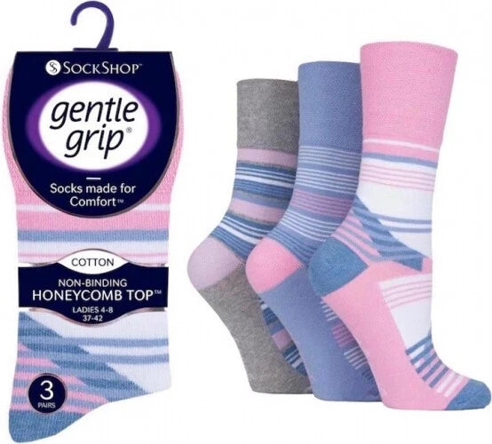 Gentle Grip Non Binding Socks Women's | Non-Elastic Cotton Rich No Binding Socks | Best Socks for Women | Super Soft Mid Calf Ladies Non Binding Socks 4-8 Uk