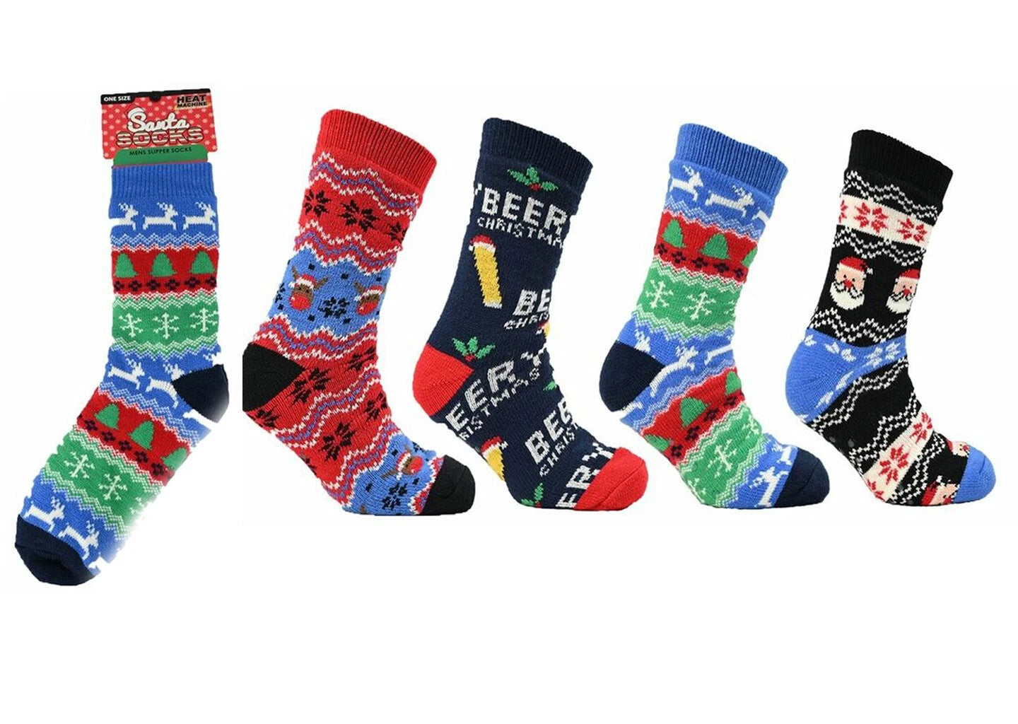 Thermal Socks Mens | Warm Winter Socks Men's | Thermal Socks Wool | Heat Machine Slipper Socks Mens | Men's Heat Machine Santa Socks | Slipper Socks Novelty One Size Uk 6-11