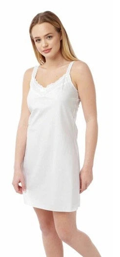 Womens Chemise Strappy Nightie | Floral Lace Panel Full Slips for Women | Poly Cotton Nightwear Slip Ladies | Women Cling Resistant Petticoat Slip Uk 10 - 18