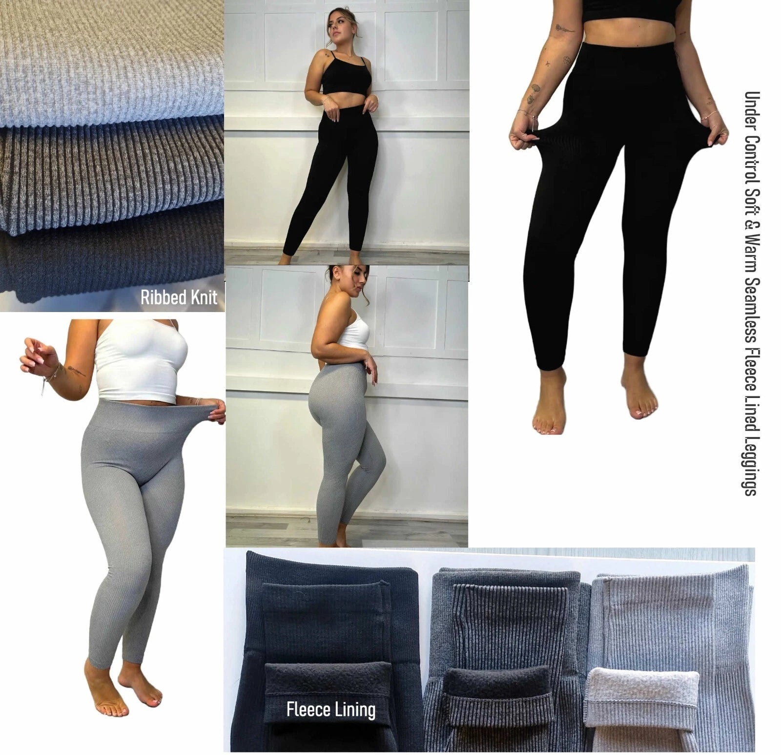 Brand New Ladies Soft Fleece | Ultra Warm Fleece for Women| Thermal Leggings Ladies | Lined Seamless Ribbed Knit Leggings S-Xl