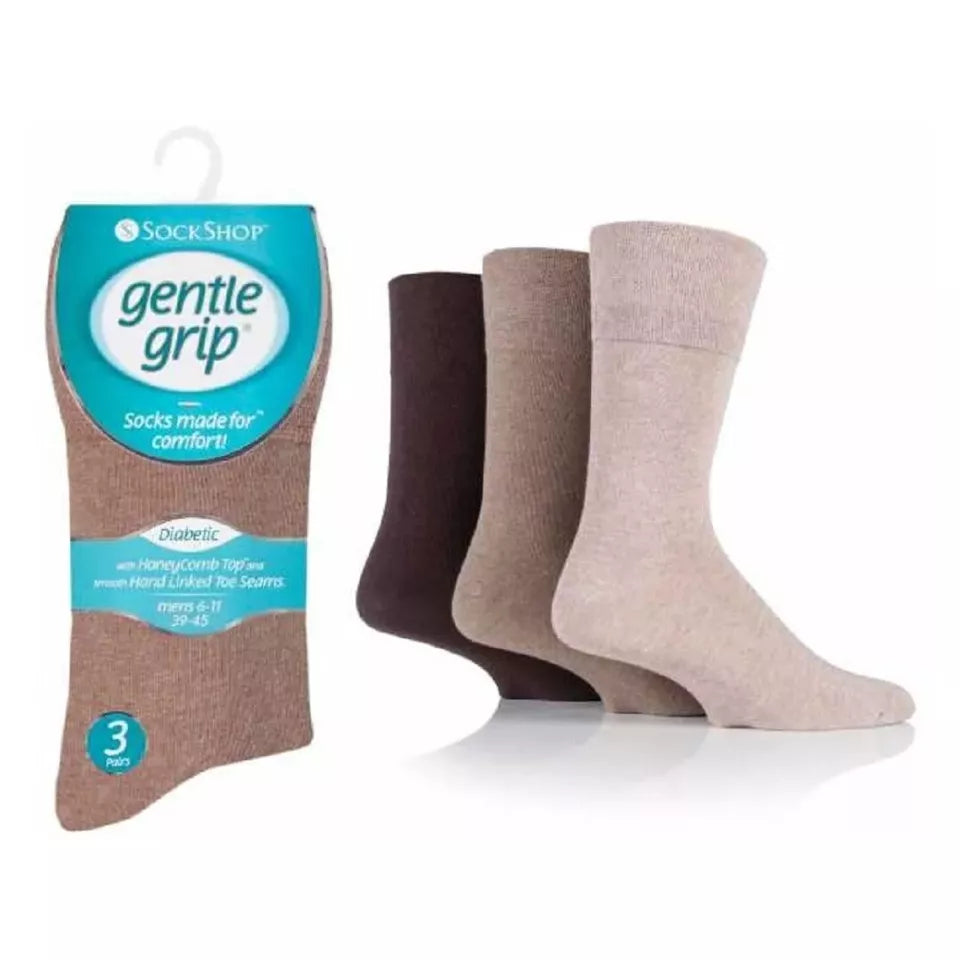 Premium Non Elastic Diabetic Socks | Best Non Binding Socks Mens | Gentle Grip Non Binding Socks Men's |  Super Mid Calf Men's  Socks | Big Foot Socks 12-14 Uk