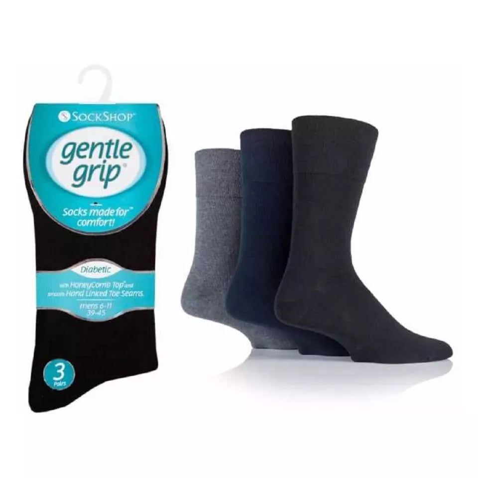 Premium Non Elastic Diabetic Socks | Best Non Binding Socks Mens | Gentle Grip Non Binding Socks Men's |  Super Mid Calf Men's  Socks | Big Foot Socks 12-14 Uk