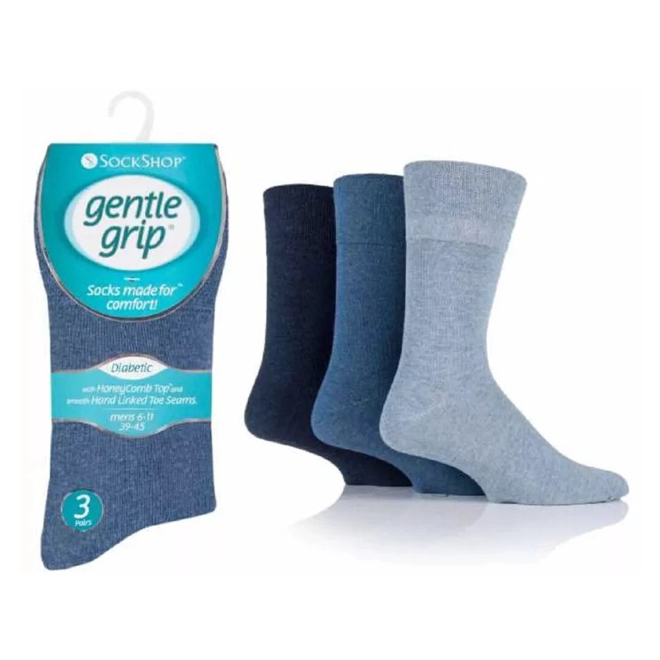Premium Non Elastic Diabetic Socks | Best Non Binding Socks Mens | Gentle Grip Non Binding Socks Men's |  Super Mid Calf Men's  Socks | Big Foot Socks 12-14 Uk