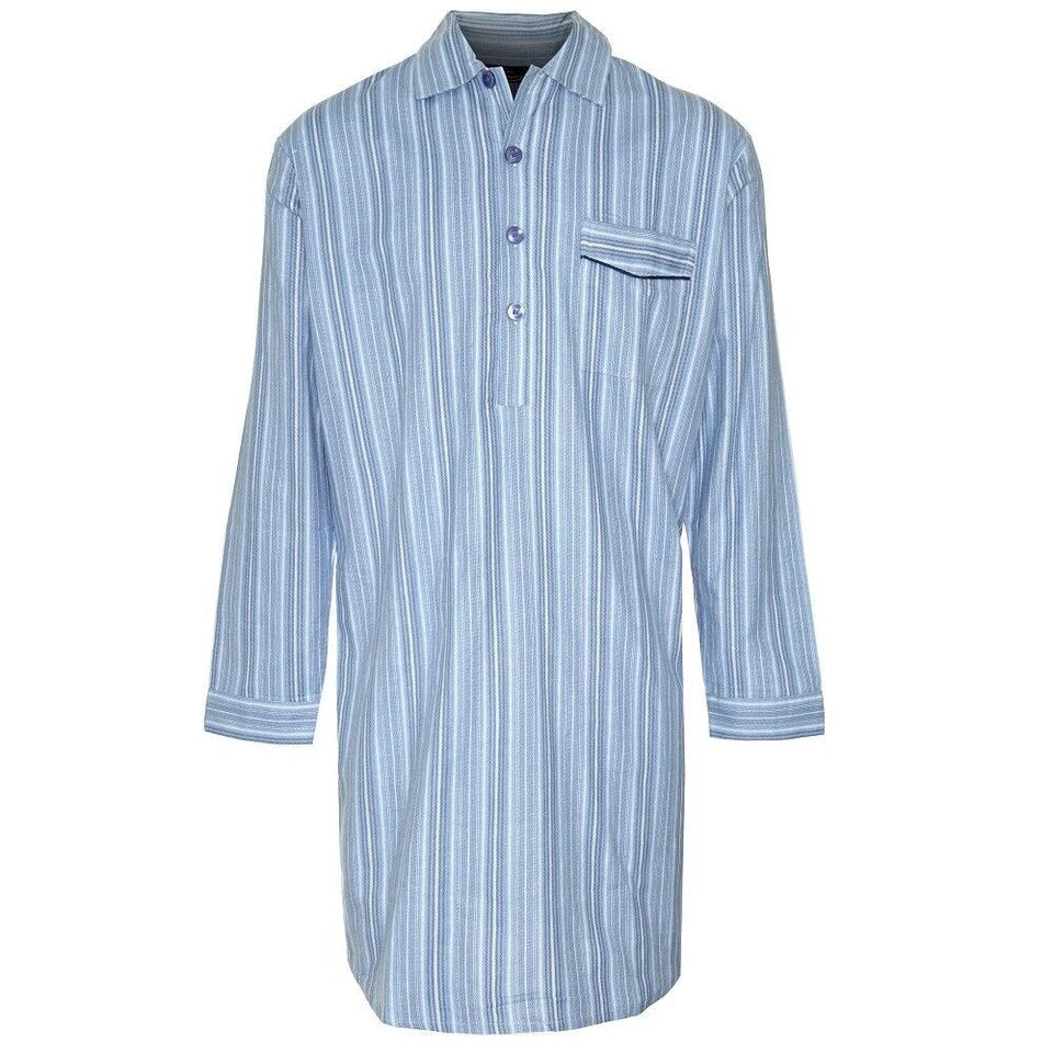 Champion Mens Nightshirt | Mens Long Sleeved Nightshirt | Checked Nightshirt for Men | 100% Cotton Plain Stripped Shirt Sizes M-3xl