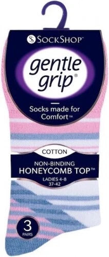Gentle Grip Non Binding Socks Women's | Non-Elastic Cotton Rich No Binding Socks | Best Socks for Women | Super Soft Mid Calf Ladies Non Binding Socks 4-8 Uk
