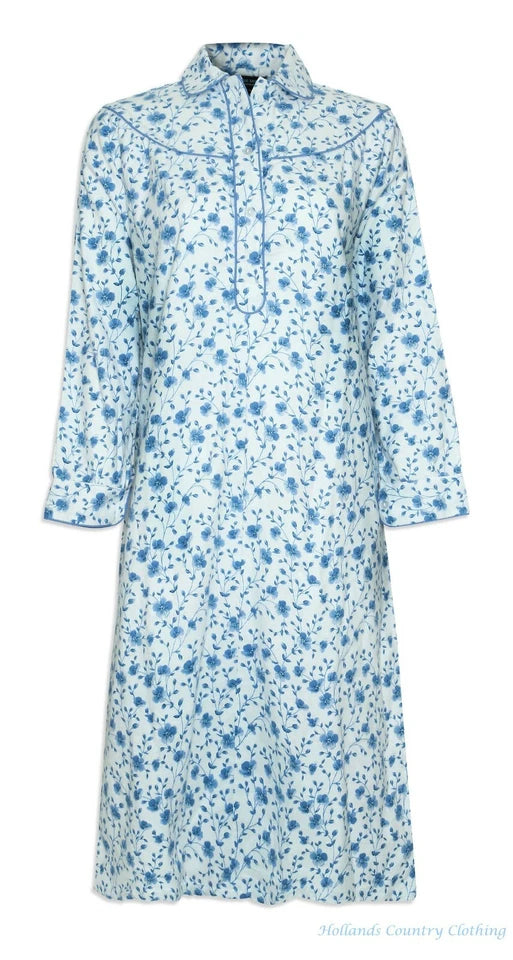 Nightdress for Womens | Long Sleeve Nightie | Long Nighties for Ladies | Blue Seas by Champion Ladies Brushed Cotton Nightdress Size 12-26